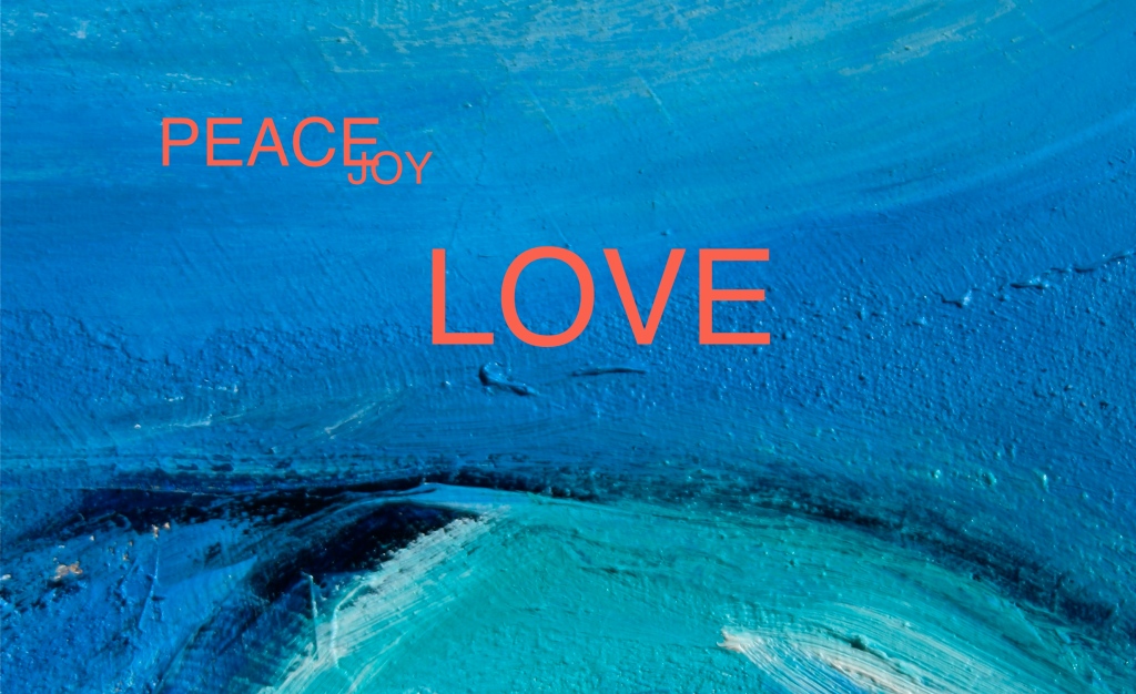 peace, joy, love oil painting in blue debiriley.com