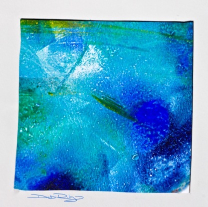 turquoise and blue gelli print, debiriley.com
