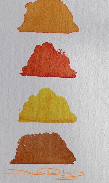 mixing Orange in watercolours, debiriley.com