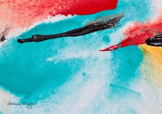 splash of cobalt teal, abstract art,  debiriley.com 