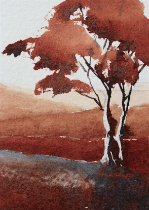easy beginners watercolor tree, contemplation zen, debiriley.com