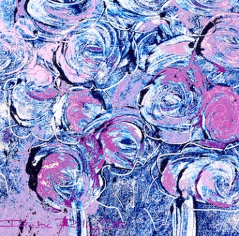 Floral motif, lilac purple painting, debiriley.com 