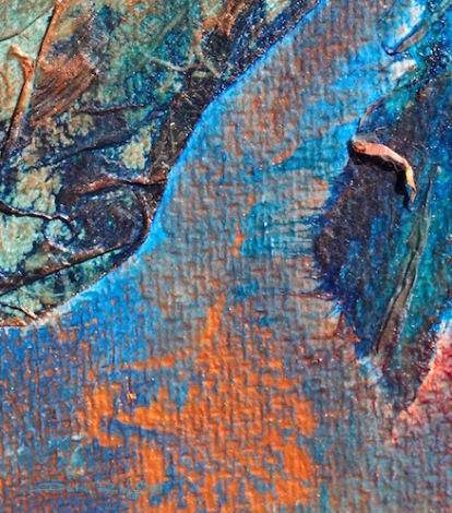 copper indigo watercolor collage, contemporary watercolor abstract, debiriley.com