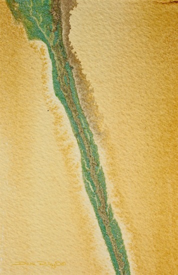 River, watercolor landscape in limited palette, naples yellow, perylene green, beginner art lessons, debiriley.com