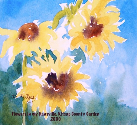 Summer sunflowers watercolors, #worldwatercolormonth debiriley.com 