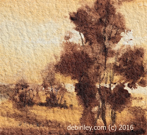 miniature watercolor landscape with squirrel brush, Rekab 320s, debiriley.com, brushes for beginners