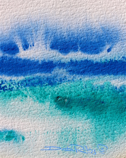 crashing sea spray waves in watercolors, debiriley.com