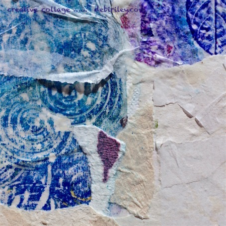 creative collage, blue and purple papers, debiriley.com
