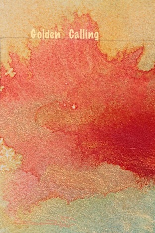 watercolor abstract gold and scarlet, debiriley.com 