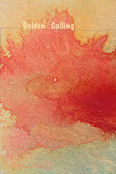 watercolor abstract gold and scarlet, debiriley.com