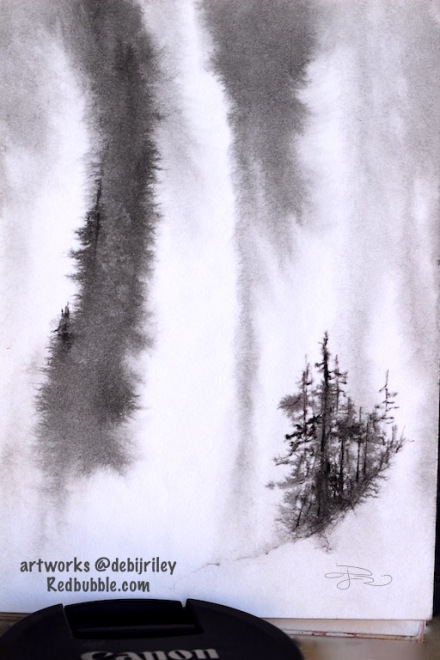 #inktober, ink drawings, watercolor and ink, paintings of waterfalls, nature journal in inks, debiriley.com