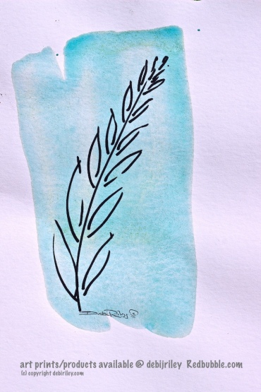 fern design watercolor, fern abstract art, zen painting, debiriley.com