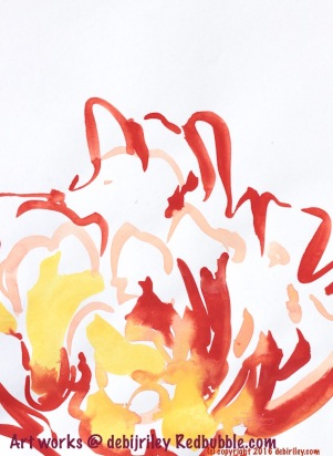 red impressionist flower, watercolor painting abstract, scarlet red drawing, drawing with a brush, debiriley.com 