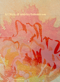 watercolor abstract, digital art painting, scarlet and gold painting, debiriley.com 