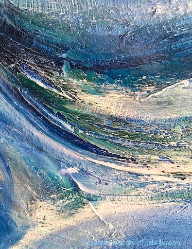 ocean waves in blue oils, abstract painting, debiriley.com