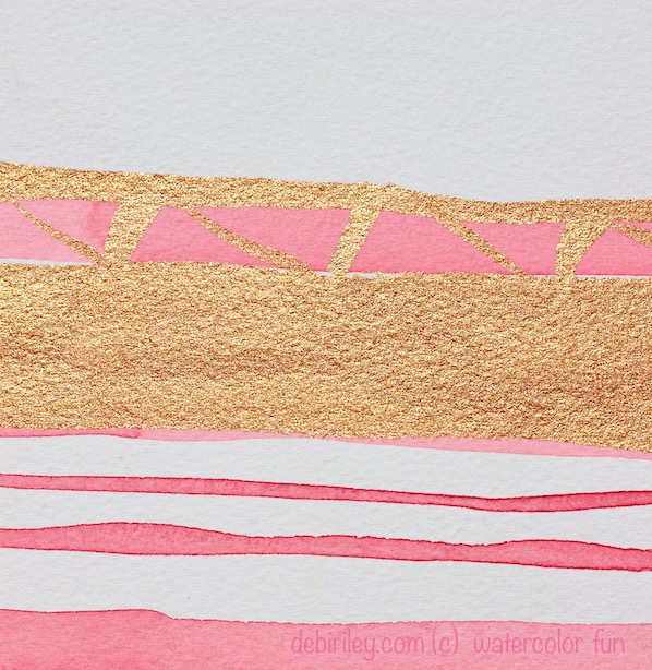 watercolor abstract, rose pink, gold, debiriley.com