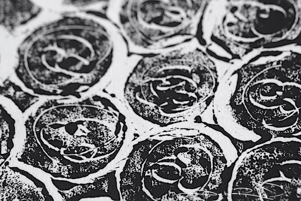 floral patterns in black and white, monotypes on japanese paper, debiriley.com