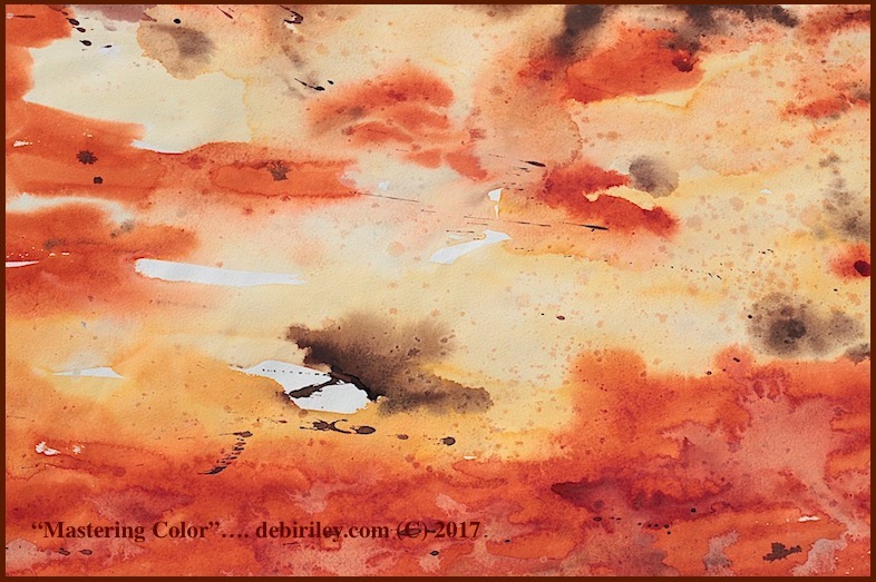 Daniel Smith watercolor quinacridone sienna, burnt umber, watercolor abstracts, debiriley.com