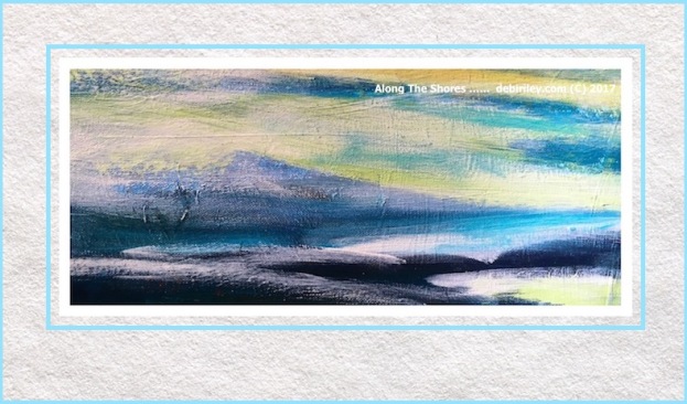 indigo blue, naples yellow, cerulean blue, ocean coast painting, debiriley.com 