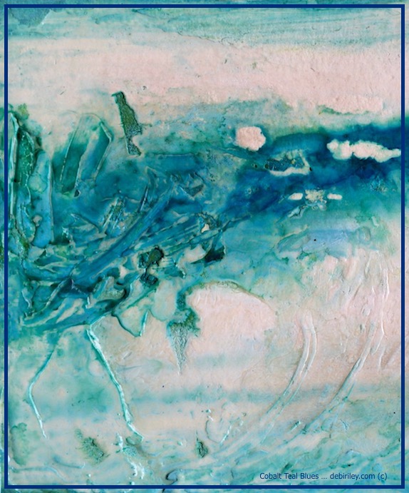 experimental watercolors, Daniel Smith cobalt teal blue, creative fun with textures, debiriley.com