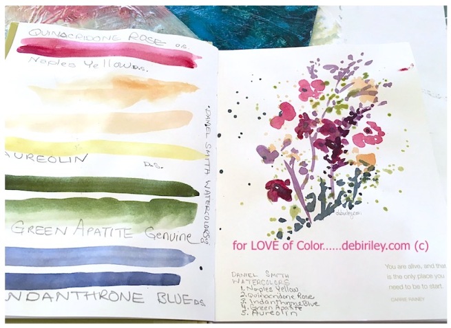 watercolor techniques, color mixing Daniel Smith paints, love of color, impressionist flower painting, debiriley.com 