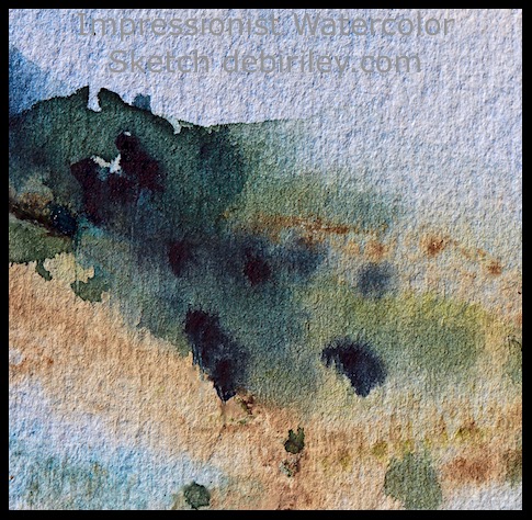 impressionist watercolor landscape, outdoor painting hills, loose colorful landscapes, debiriley.com