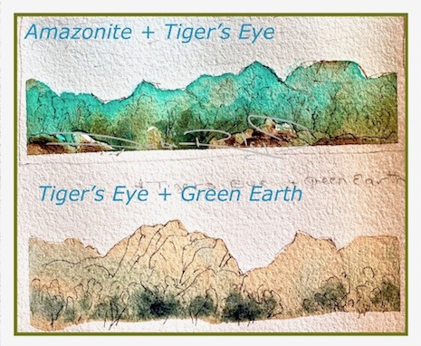 Daniel Smith Tigers Eye, Amazonite, Impressionist landscape, debiriley.com  