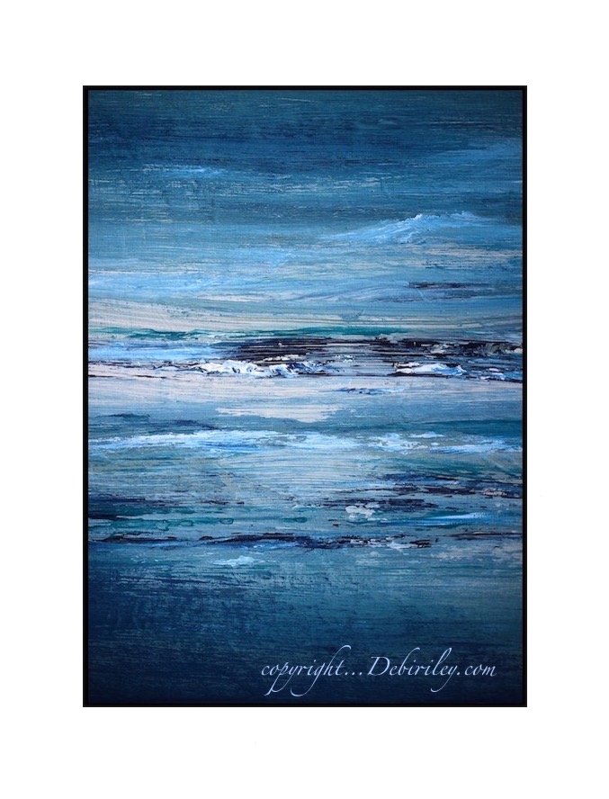 oil seascape on wood board, impressionist seascape, dramatic abstract skies in oils, painting Perth, debiriley.com