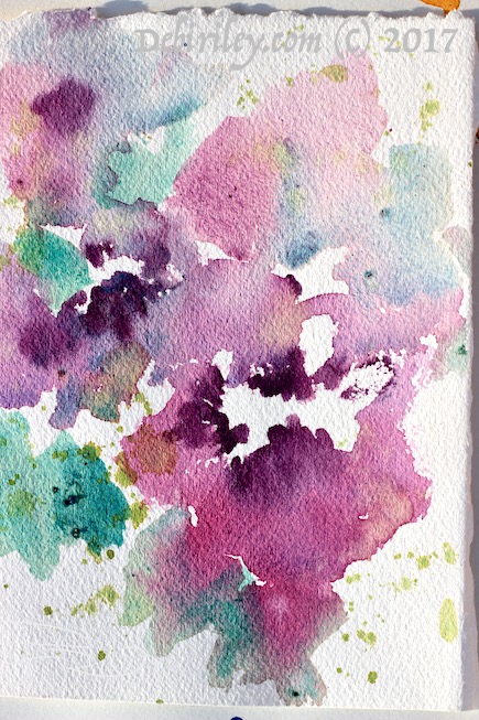 watercolor impressionist flower, pink and purple flower abstract painting, debiriley.com 