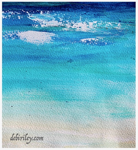 palette knife sea beach painting, cobalt teal blue pg50, prussian blue pb27, Daniel Smith paints, debiriley.com