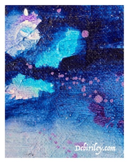 imagination in art and painting, abstract lily pond in blue oils, debiriley.com 