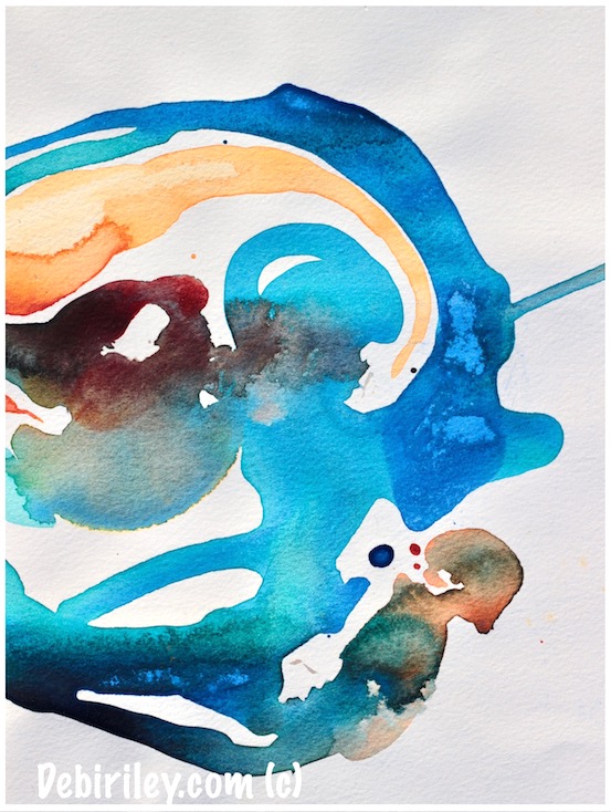 bold cool sea colors, watercolor abstracts in blue, cobalt teal blue pg50, debiriley.com