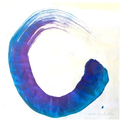 enso point of beginning and end, zen art, enso in blue, debiriley.com 