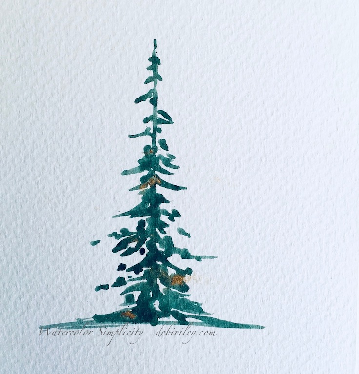 watercolor techniques, painting Christmas trees, back to basics watercolor beginners, debiriley.com