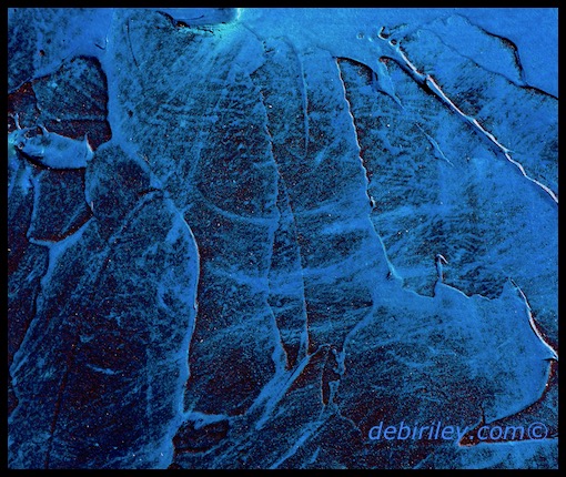 blue abstract on board, heavy texture, darkness to light painting, debiriley.com 